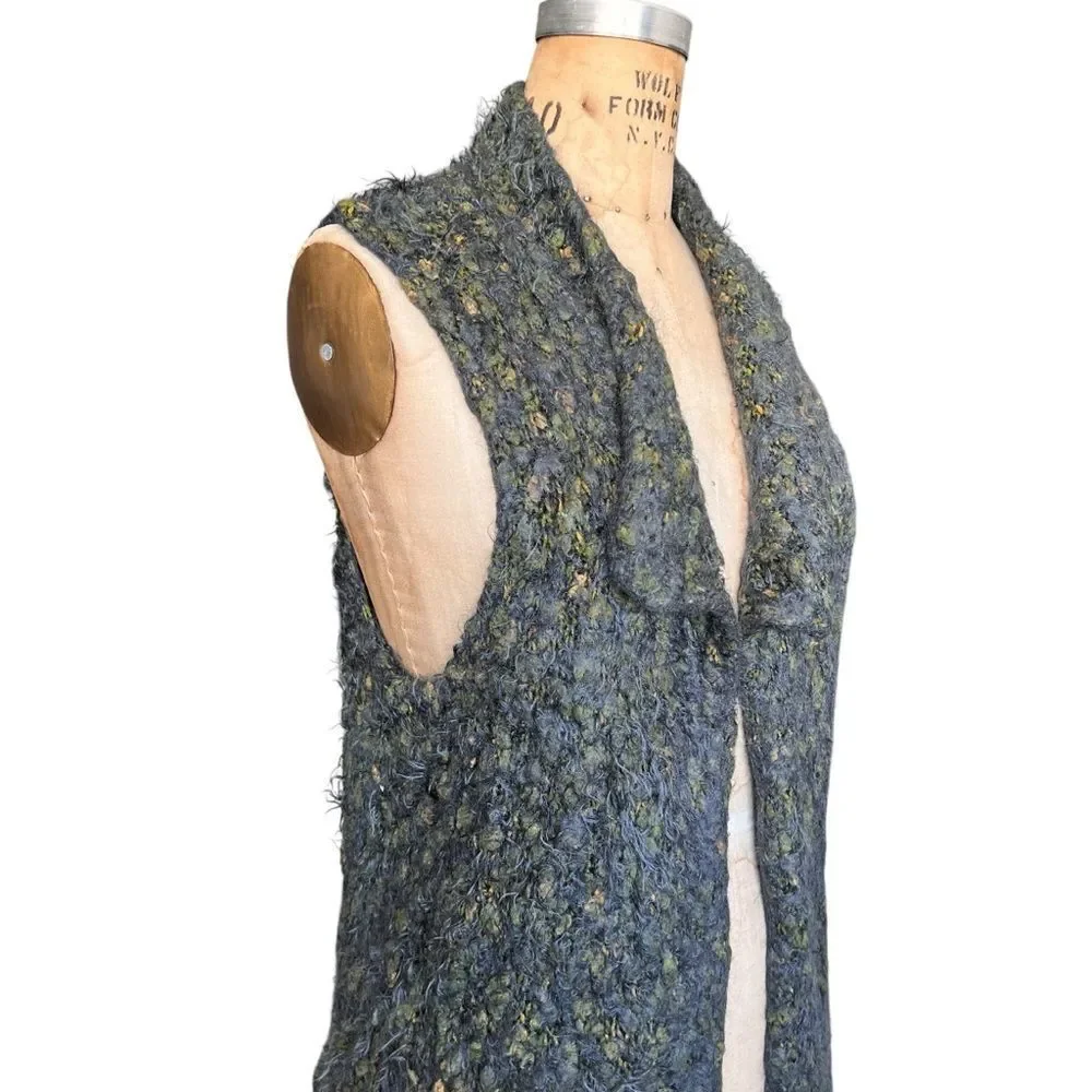 Textured Knit Sleeveless Open Front Vest Size M